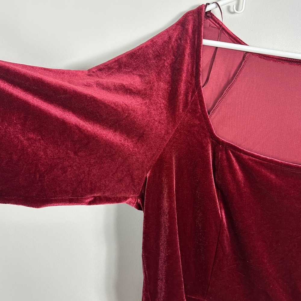 Old Navy Red Velvet Square Neck Long Sleeve Dress Womens Size XXL NEW Velour NWT - Picture 11 of 16